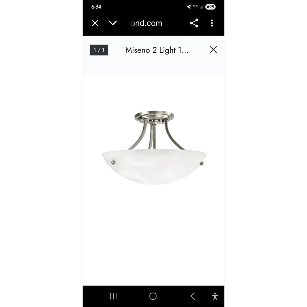 Miseno 9205177 FLSFL1002BN 2-Light Semi Flush Mount Ceiling Fixture Brush Nickel